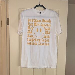 White Graphic Tee with Yellow Print